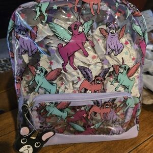 Betsey Johnson Flying Pug Kids Backpack - Lavender and Teal